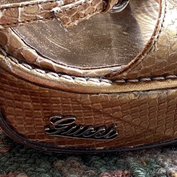 Gold Gucci Snake Skin Platform Disco Sandals Gently Used 7.5 B - Picture 3 of 8
